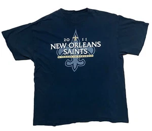 New Orleans Saints T-Shirt Black 2011 "Season To Remember" Reebok Sz XL NFL - Picture 1 of 7