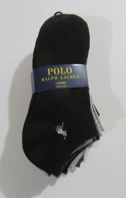 Polo Ralph Lauren женщин низкого покроя носки черный серый и белый 6 упаковка новый - Изображение 1 из 3