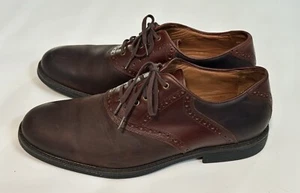 Johnston & Murphy Men’s 11M Plain Toe Brown Oiled Leather Shoes Lace Up - Picture 1 of 11