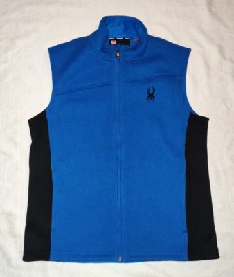 BONITO Chaleco Suéter Spyder Para Hombres Azul Real Negro Cremallera Completa Vellón Mediano M ¡BONITO! Foto 1 de 4