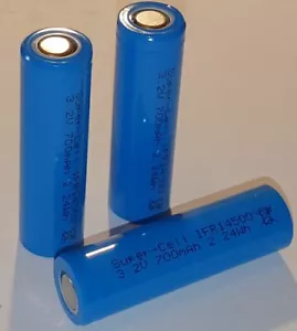 LiFePo4 Battery 3.2V IFR 14500 AA 700mAh Battery Cell Super-Cell Flat Top - Picture 1 of 2