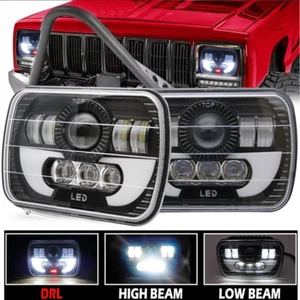 Paar DOT Schwarz 105W 5x7 7x6" Zoll Led Scheinwerfer DRL für Jeep Cherokee XJ YJ - Bild 1 von 10