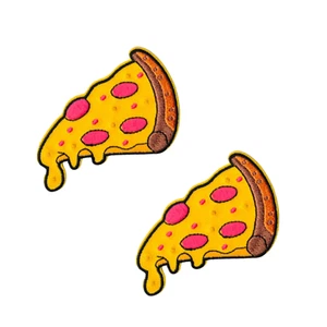 Pizza Patches (2-Pack) Food Embroidered Iron On Patch Applique - Picture 1 of 4