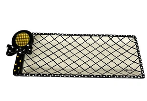 Tennis Snack Tablett 15" x 5,5" schwarz weiß signiert BECCA Lisas einzigartige Kreationen - Bild 1 von 7