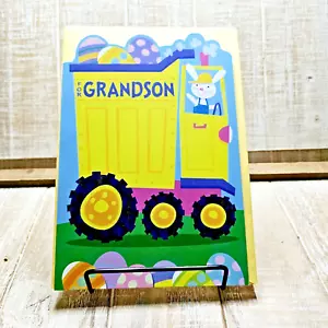 Hallmark Ostern Grußkarte 6x8 für Enkel Muldenkipper Eier Hase blau gelb - Bild 1 von 7
