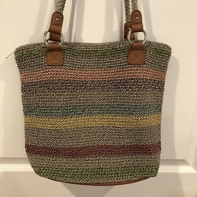 "Cartera estilo ganchillo a rayas multicolor Croft & Barrow 12"" caída". Foto 1 de 4