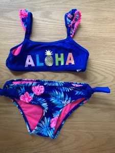 NWT Limited Too Girl's 2 Piece Swimsuit Navy Blue/Multi - Floral -50+ U V Size 4 - Picture 1 of 3
