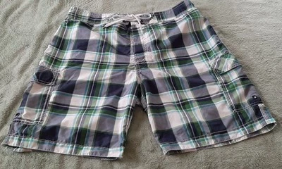 Bañador Old Navy GreePlaid para hombre talla grande cordón 36 cintura, entrepierna de 8,5" Foto 1 de 4