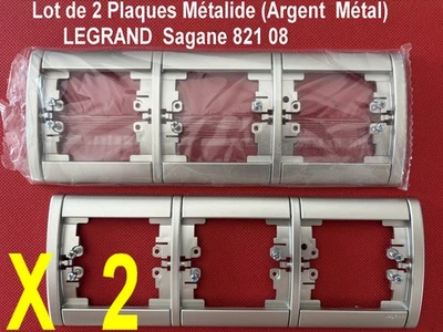 Legrand Sagane Métalide Lot de 2 Triples Plaques pour interrupteur / prise  NEUF - Photo 1/3