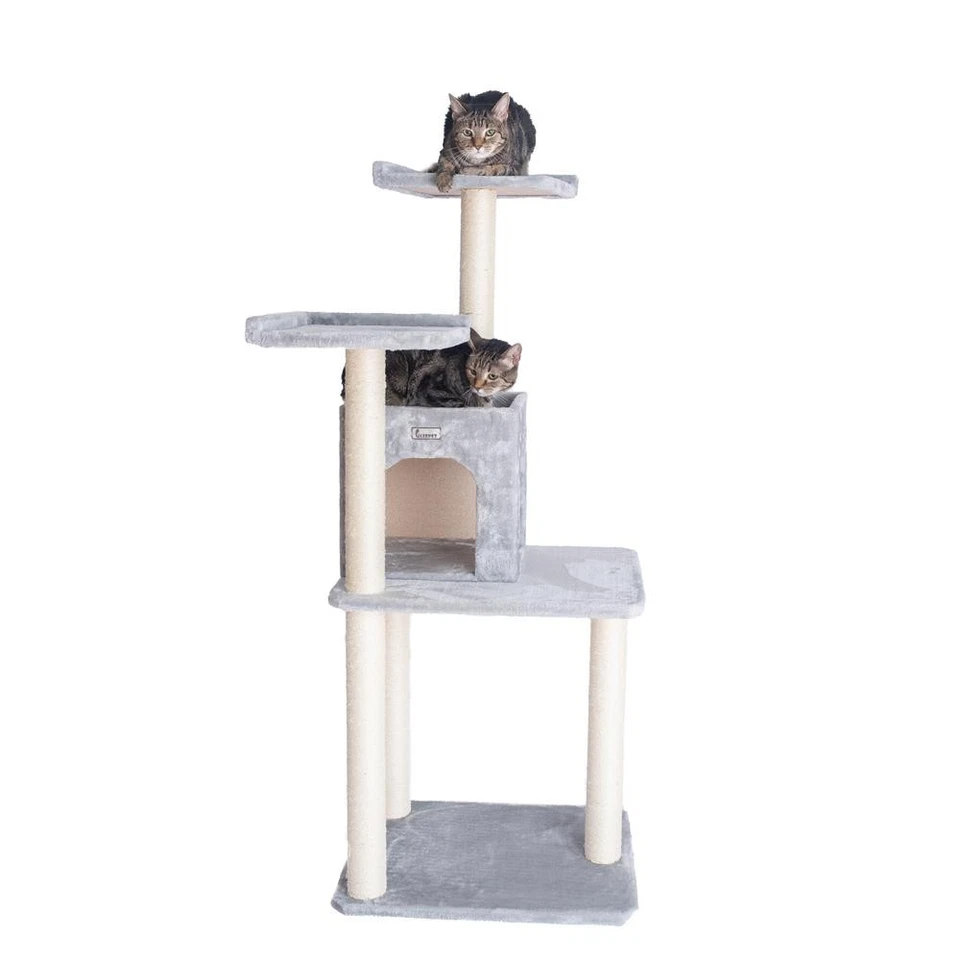 GleePet GP78571022 Cat Tree 57-inch Silver Gray Activity