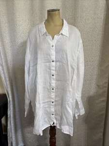J Jill Love Linen White Button Down Blouse Plus Size 4X - Picture 1 of 3