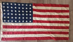Antique 48 Star American Flag , Large 56 X 30" Stitched / Sewn - Picture 1 of 9
