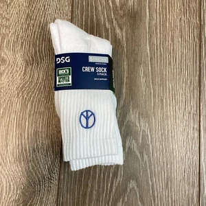 DSG Crew Sock 3 Pack White New Youth Peace Arch Support 13K-4Y Kids Unisex - Picture 1 of 4