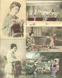 HUGE lot 10 Geisha postcards Japan 1899-1930s - Picture 1 of 1