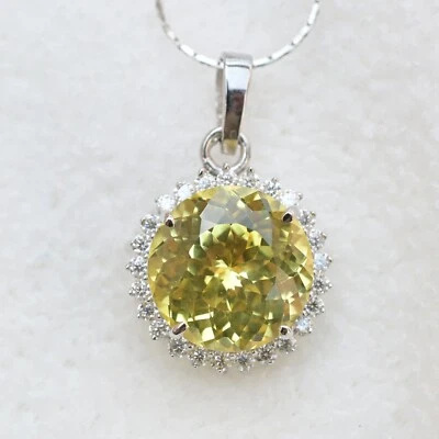 Colgante de zafiro amarillo de 25,70 quilates - gema natural certificada en plata maciza 925 Foto 1 de 4