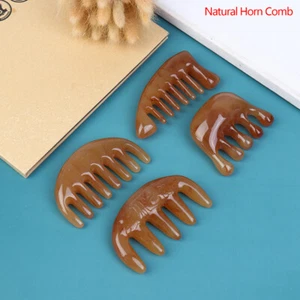 1×Natural Ox Horn Pocket Comb Wide Toothed Comb SPA Massage Brush Hair Care>~E - Picture 1 of 13