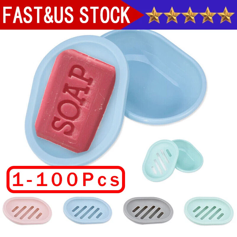 Soap Dishes Holder Self Drain Container Case Bath Shower Basket Storage Box Lot - Image 1 of 4