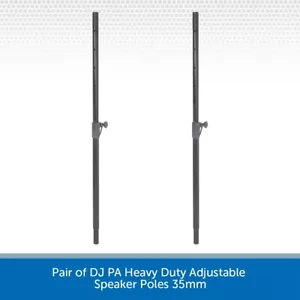 Pair of DJ PA Heavy Duty Adjustable Speaker Sub Satellite Poles 35mm Sound Disco - Picture 1 of 5