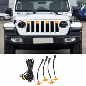 For Jeep Wrangler 2018-2021 Front Grille LED Light Raptor Style Grill Cover Trim - Picture 1 of 2