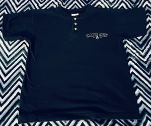 CAPE COD, Massachusetts Henley Style Short Sleeve BLACK YOUTH UNISEX T-Shirt LG - Picture 1 of 5