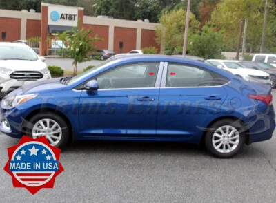 fit:2018-2021 Hyundai Accent Sedan 4Pc Chrome Pillar Post Trim Stainless Cover - Image 1 of 2