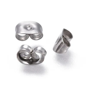 100 Stck. Edelstahl Ohrmuttern Ohrring Rücken Edelstahl Farbe 6x4,5x3mm - Bild 1 von 2