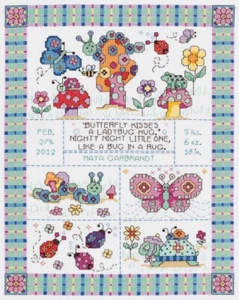 Janlynn Counted Cross Stitch Kit Bug In A Rug Birth Record, NEW - Picture 1 of 1