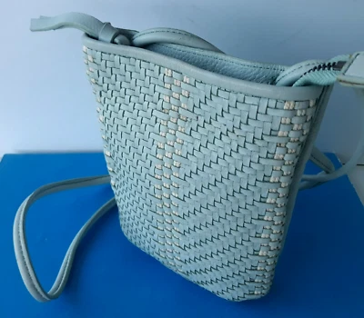 KOOBA ~ Woven Leather Crossbody Small  Bag ~ Light Blue ~ Zip ~  NWOT - Image 1 of 4