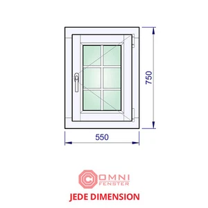 Holzfenster nach Maß Polen mit Alu Verkleiden Fenster 550 x 750 mm HOLZ Kiefer - Bild 1 von 1