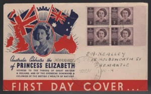 1947 Australia ROYAL WEDDING Block of 4 FDC Elizabeth and Philip - SEE TEXT - Picture 1 of 1