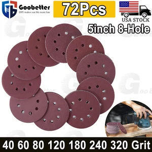 5inch Sanding Discs 40-300 Grit Hook Loop 8-Hole Orbital Sander Paper Sandpaper - Picture 1 of 11