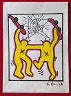 Keith Haring (Handmade) Drawing On Old Paper Signed & Stamped Mixed Media