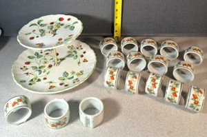 Vintage Ceramic James Kent Old Foley 2 Tier Serving & Avon Napkin Rings #3597BMT - Picture 1 of 7