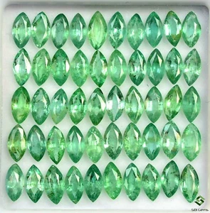 10.85 Cts Natural Emerald Marquise Cut 6x3 mm Lot 50 Pcs Faceted Loose Gemstones - Picture 1 of 4