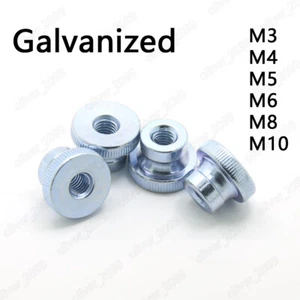 Galvanized Steel DIN466 Knurled Thumb Nuts With Collar M3 M4 M5 M6 M8 M10 - Picture 1 of 5