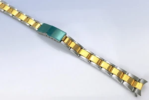 12mm 13mm 14mm Two-Tone Stainless Steel WATCH Band Bracelet w Curved Ends - Picture 1 of 2