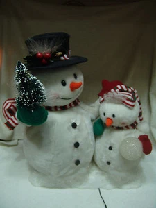 X-TRA GROSSES WEIHNACHTEN GLASFASER SCHNEEMÄNNER SET ELEKTRISCH GROSSE & KLEINE SCHNEEMÄNNER - Bild 1 von 6