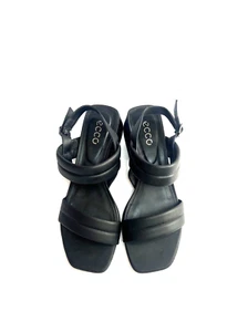 NEW ECCO Elevate Square Toe Heeled Black Sandals Women Size 8-8.5 (39) - Picture 1 of 14