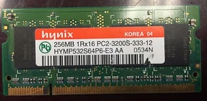 HYNIX 256MB 1RX16 PC2-3200S LAPTOP MEMORY RAM HYMP532S64P6-E3 AA - Picture 1 of 1