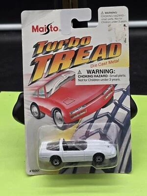 1995 Maisto CHEVY CORVETTE WHITE Turbo Tread Die Cast Metal Car #8617 NIP SEALED - Image 1 of 2