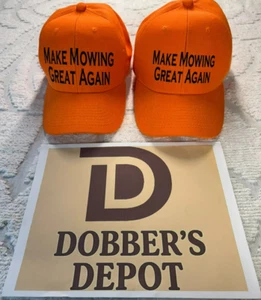 2- Pack Make Mowing Great Again Orange Snapback Caps Large and Small Font - Picture 1 of 7