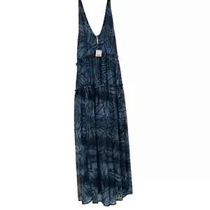 Free People Maxi Dress Women's Large Julianna Blue Floral Sleeveless Long New - Picture 1 of 12