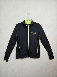 Victoria Secret Women Jacket Medium Black Poly B Long Sleeve Track Activewear - Picture 1 of 16