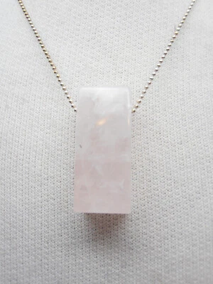Girocollo in Argento 925 e Ciondolo Quarzo Rosa Naturale - Ciondolo Pietra Dura - Immagine 1 di 4