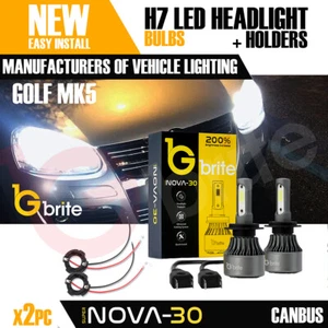 2x VW GOLF MK5 HOLDERS + H7 SN30 LED BULBS CANBUS ERROR FREE UK SELLER - Picture 1 of 7