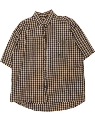 CAMEL Mens Short Sleeve Shirt Large Beige Check AC02 - Image 1 of 3