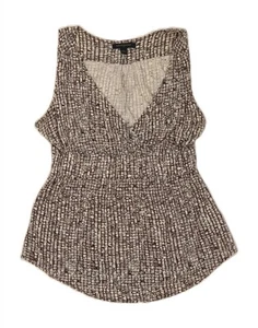 BANANA REPUBLIC Womens Sleeveless Blouse Top UK 10 Small Beige Geometric DL40 - Picture 1 of 3