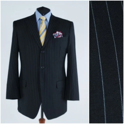 Mens PIERRE CARDIN Sport Coat 46R US Size Striped Black Wool Blazer Jacket - Image 1 of 4