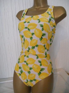 WHITE / YELLOW GEORGE LEMON PRINT SWIMSUIT SIZE 14 SWIMWEAR - Picture 1 of 2