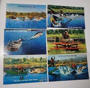 1965 Funny Fishing Postcards Unposted Brown Co Eau Claire Wisconsin - Picture 1 of 6